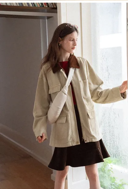 A-Line Mini Skirt for Women High Waist Faux Suede Casual Skirt