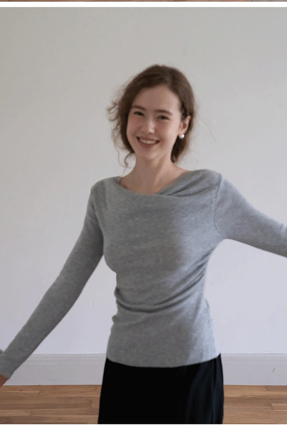 Womens Draped Cowl Neck Slim Fit Tops