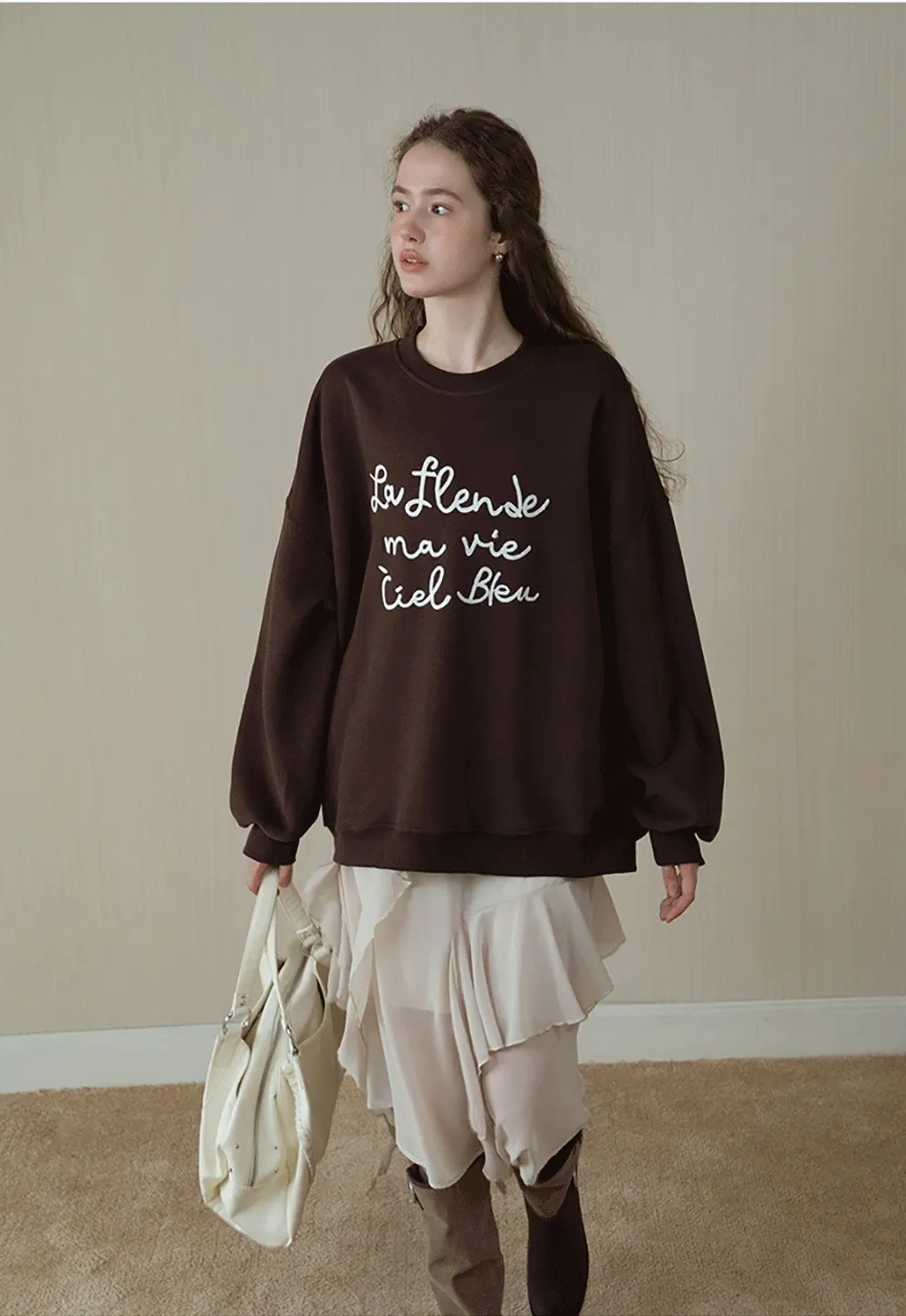 Womens Ruffle Layered Chiffon Midi Skirt