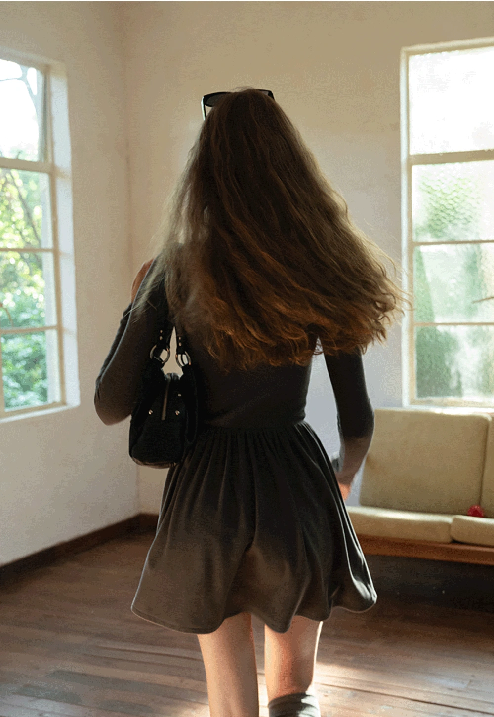 Long Sleeve Bow Tie Mini Dress