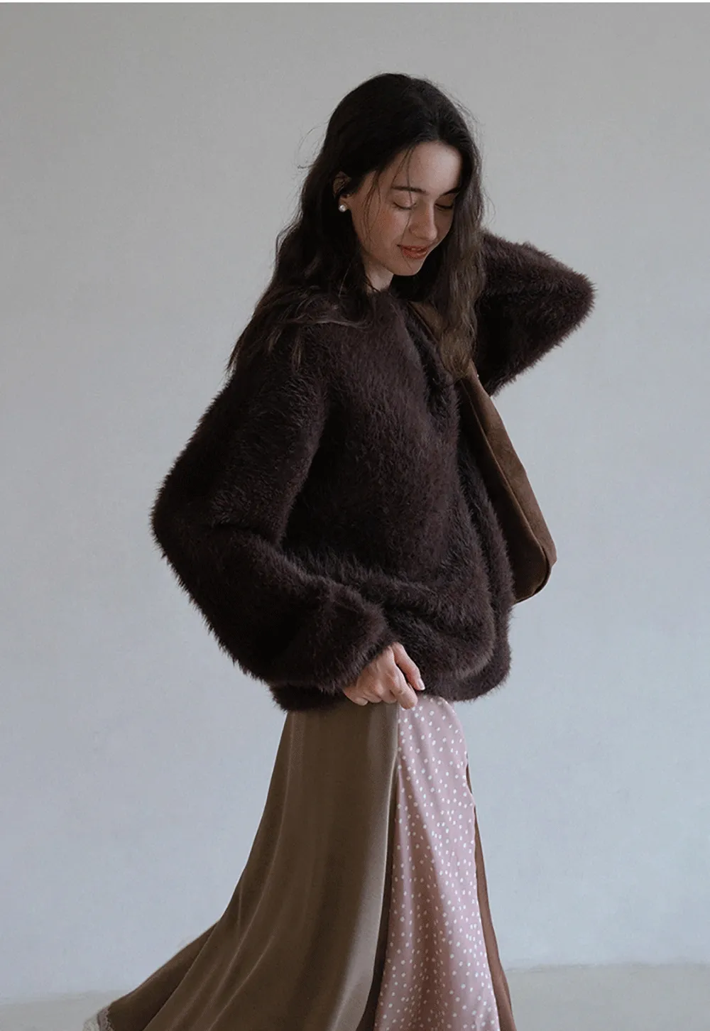 Womens Fluffy Long Sleeve Sweater