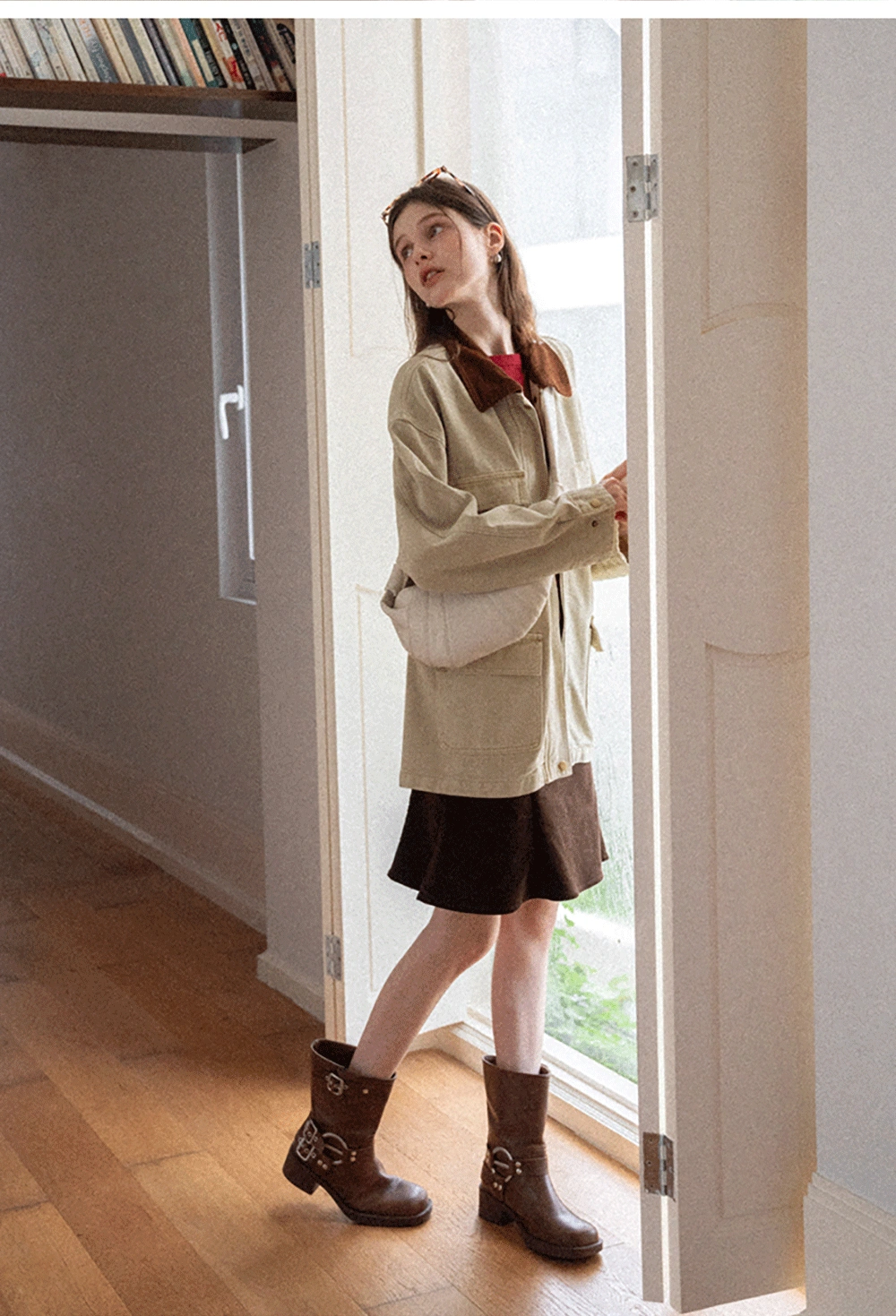 A-Line Mini Skirt for Women High Waist Faux Suede Casual Skirt