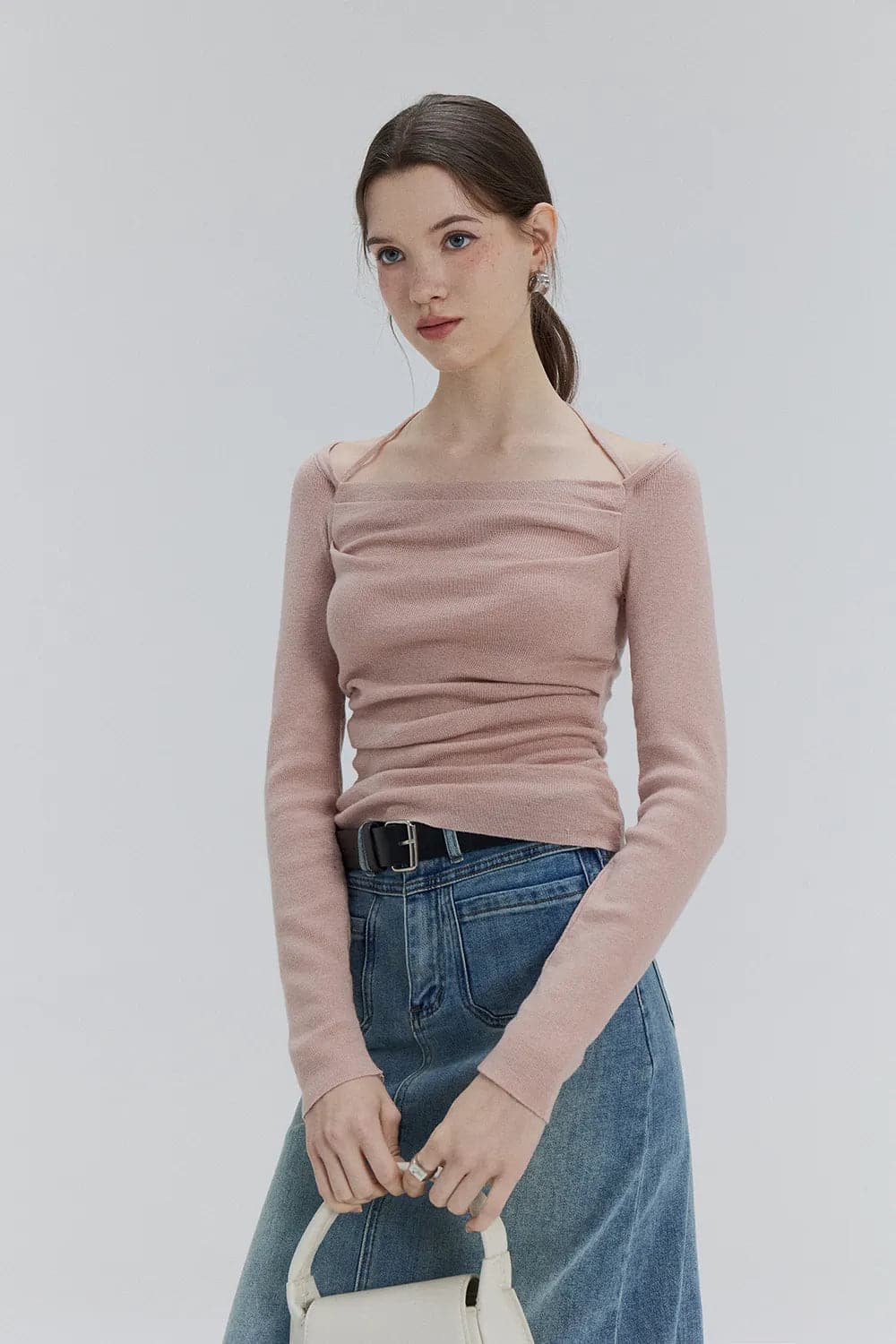 Women's Off Shoulder Slim Fit Knit Top