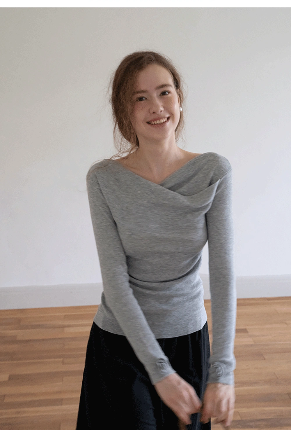 Womens Draped Cowl Neck Slim Fit Tops