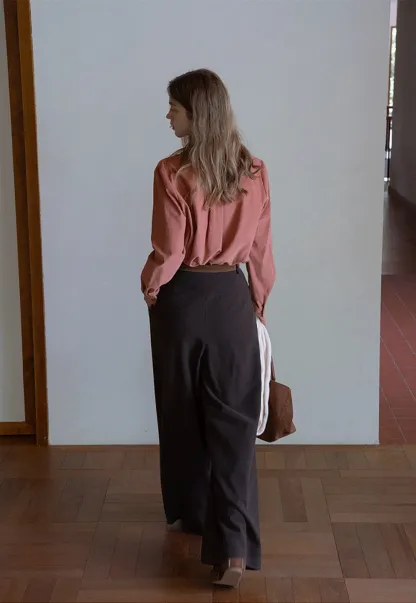 Womens Classic Lapel Collar Long Sleeve Blouse