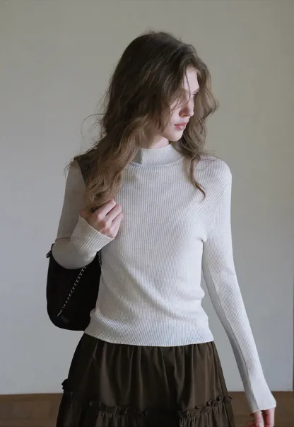 Women’s Ribbed Knit Turtleneck Sweater Top