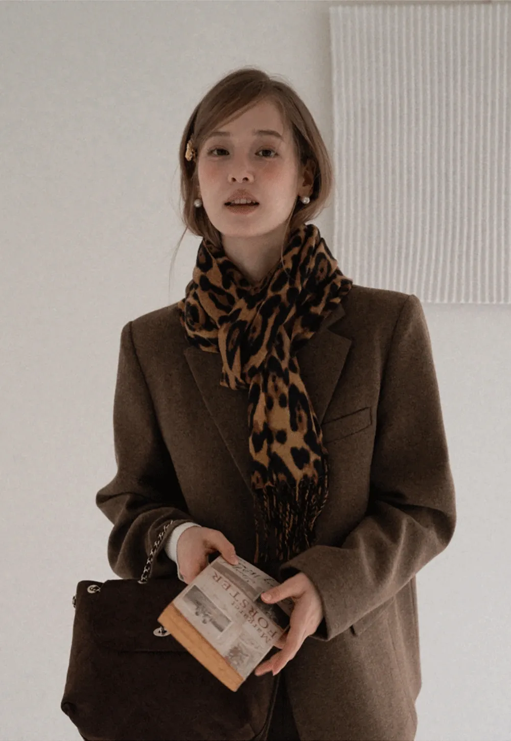 Leopard Print Tassel Scarf Warm Faux Cashmere