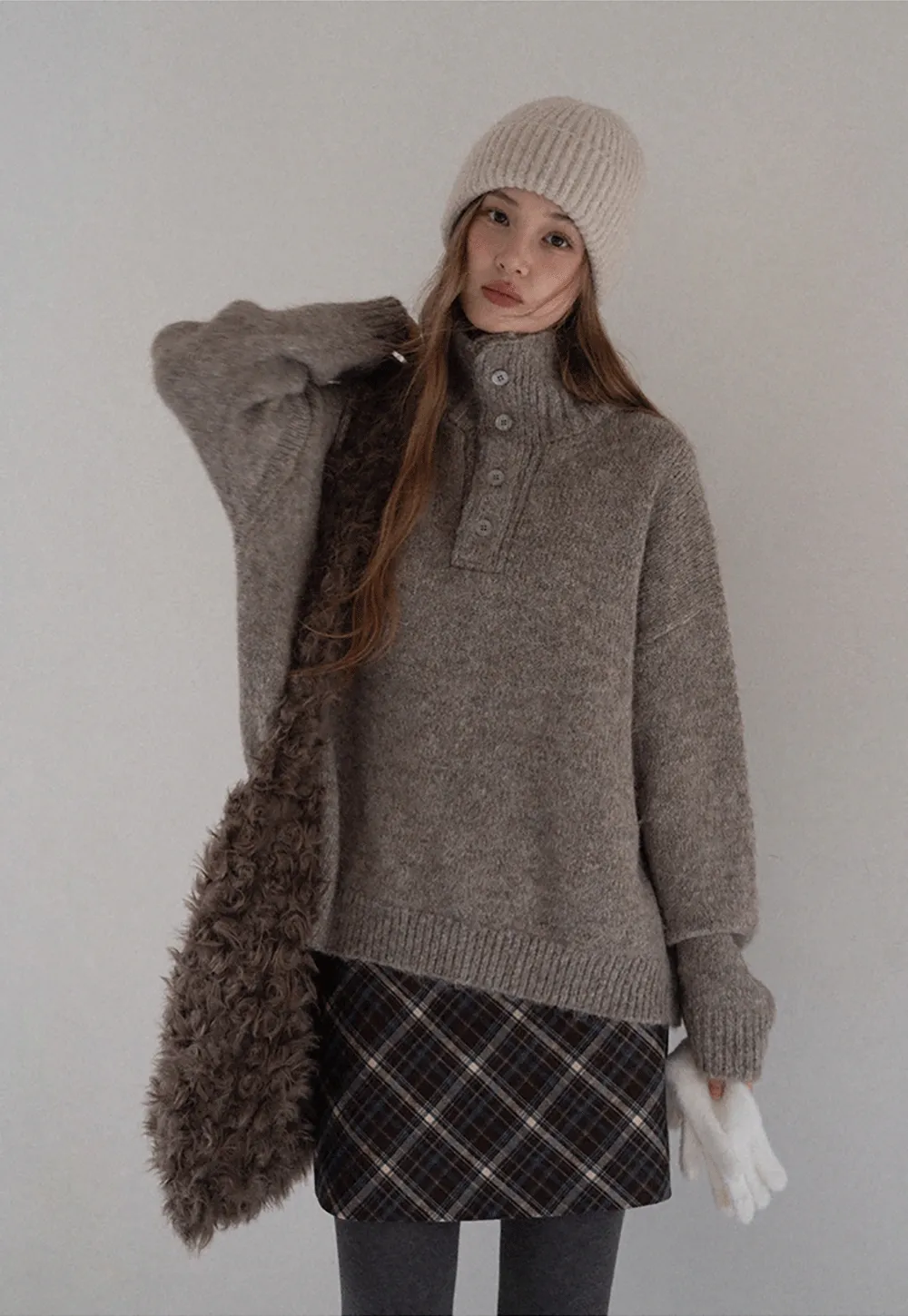 Women Vintage Check Short Skirt