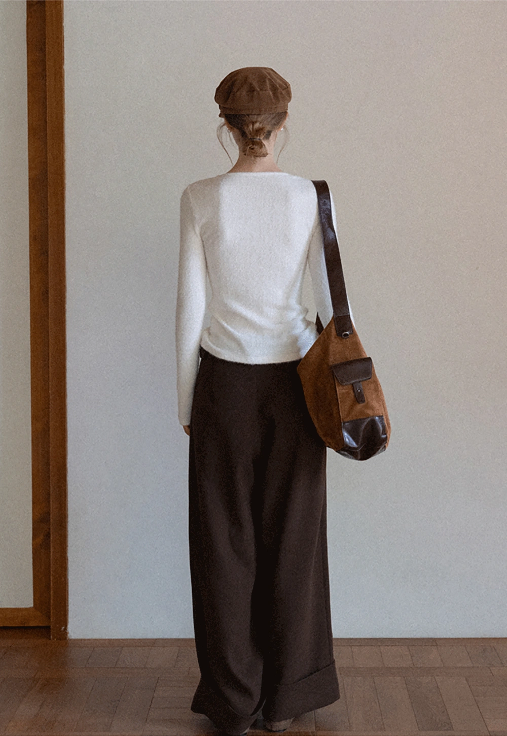 Women Soft Fluffy Knit Top Twist Front Long Sleeve