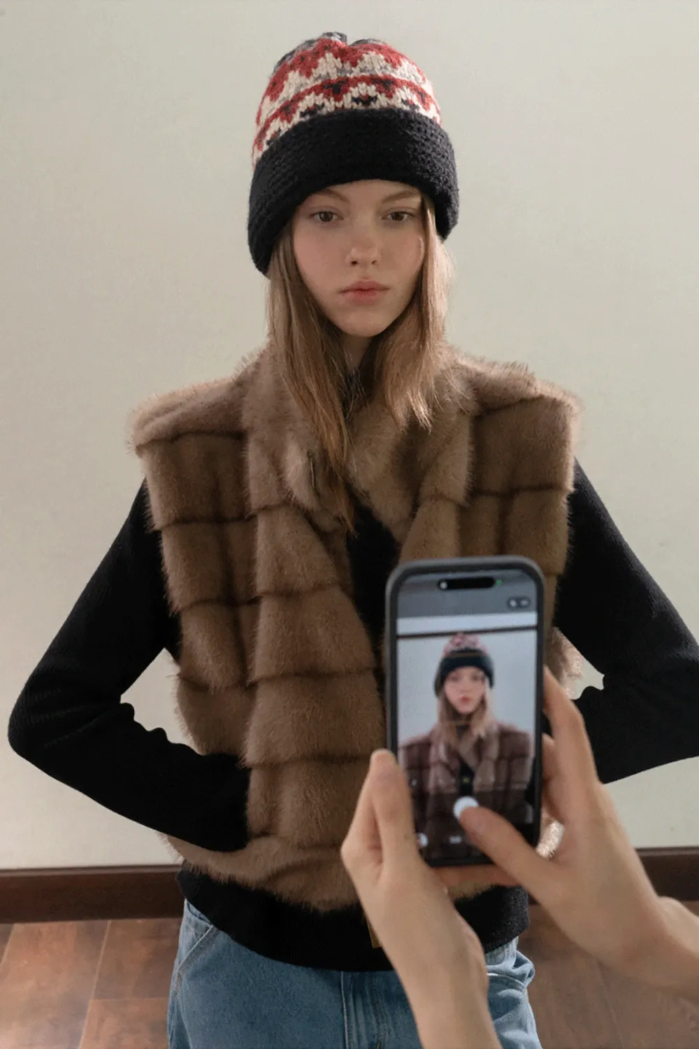 Japanese Vintage Jacquard Wool Blend Beret