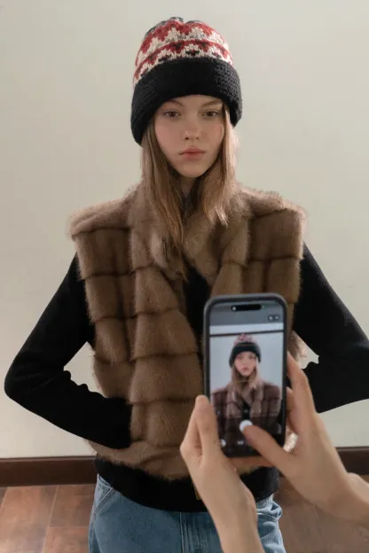 Japanese Vintage Jacquard Wool Blend Beret