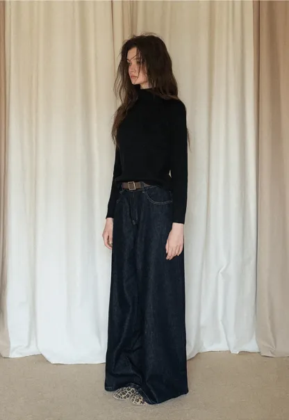 Wide-Leg Dark Wash Jeans