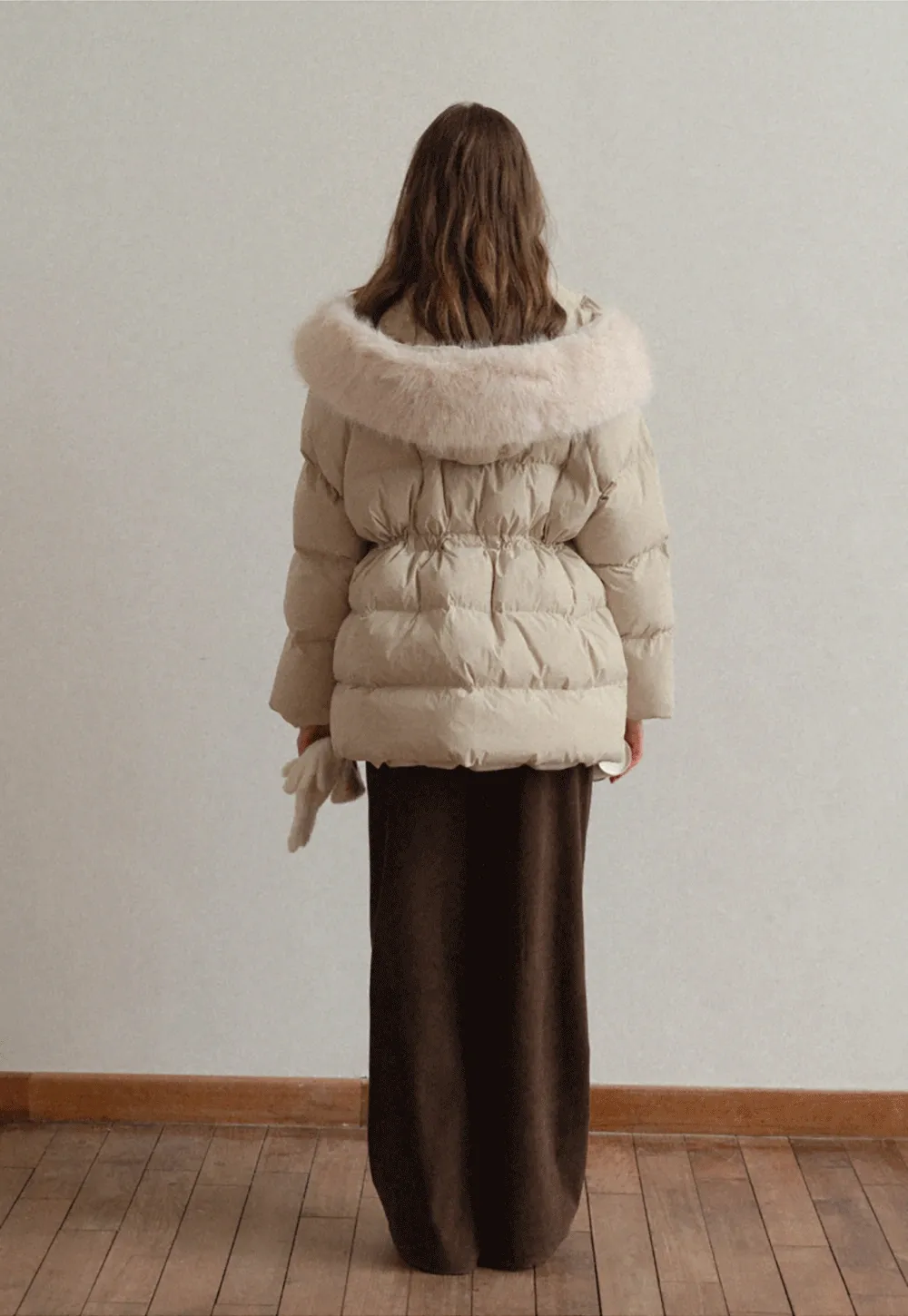 Cozy Beige Winter Cotton Coat for Women