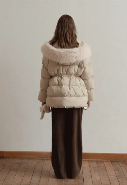 Cozy Beige Winter Cotton Coat for Women