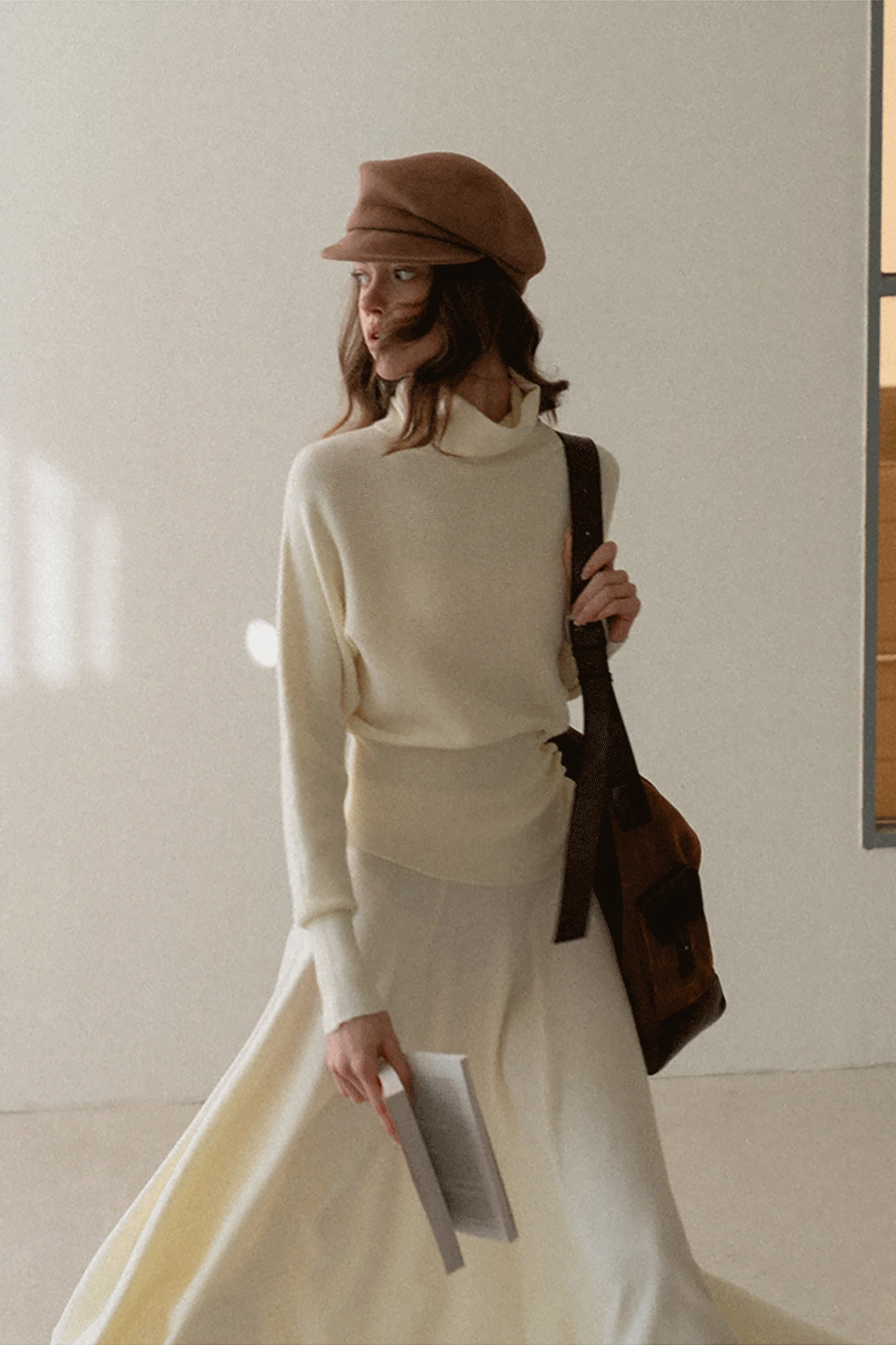 Elegant Knit Top & Flared Skirt Set