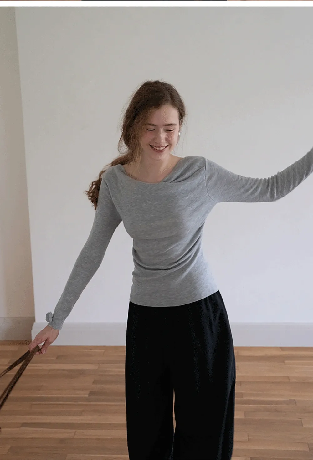 Womens Draped Cowl Neck Slim Fit Tops