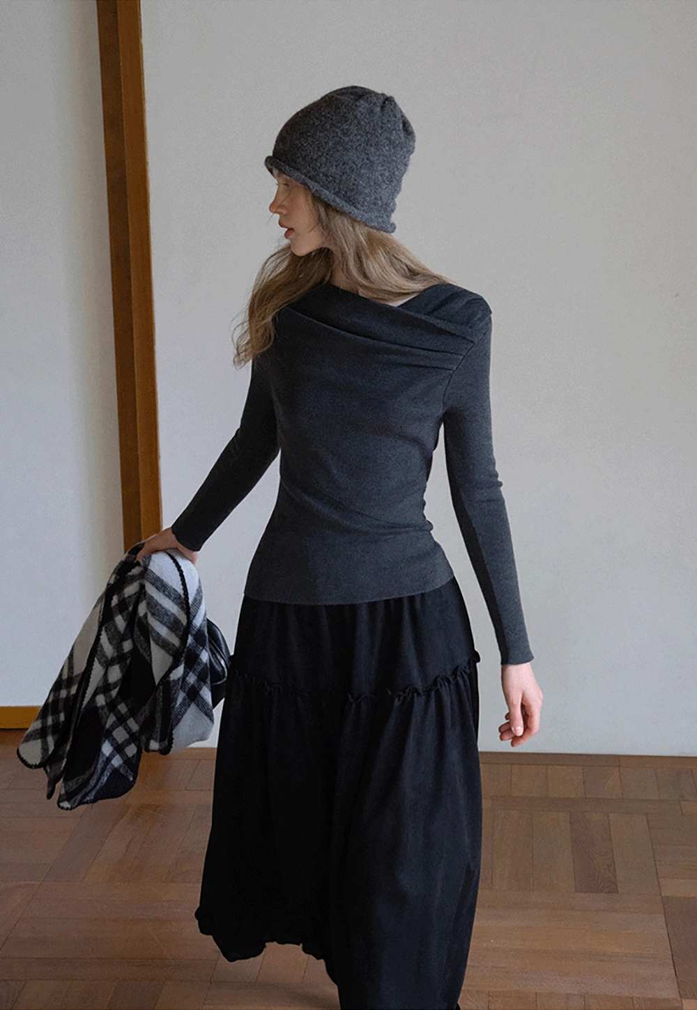 Womens Asymmetrical Draped Knit Top