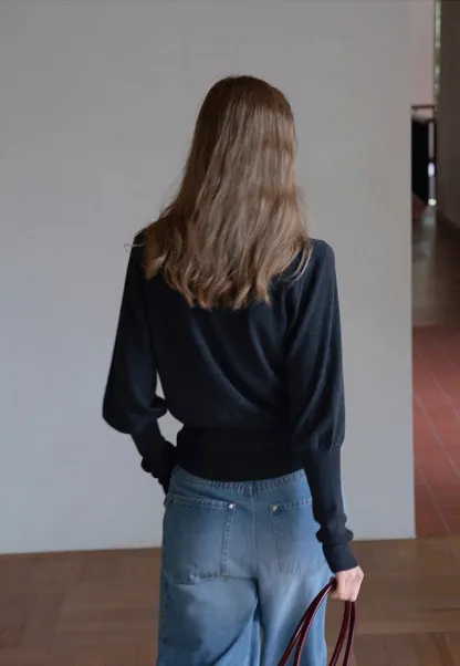 Casual Basic Knitwear, Classic Round Neck Long Sleeve Top