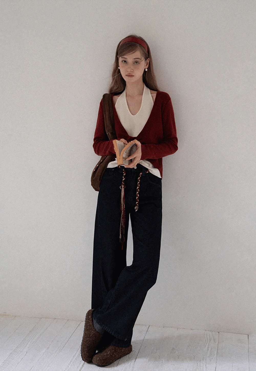 Women Casual Long Sleeve Halter Top with Twist Front Design