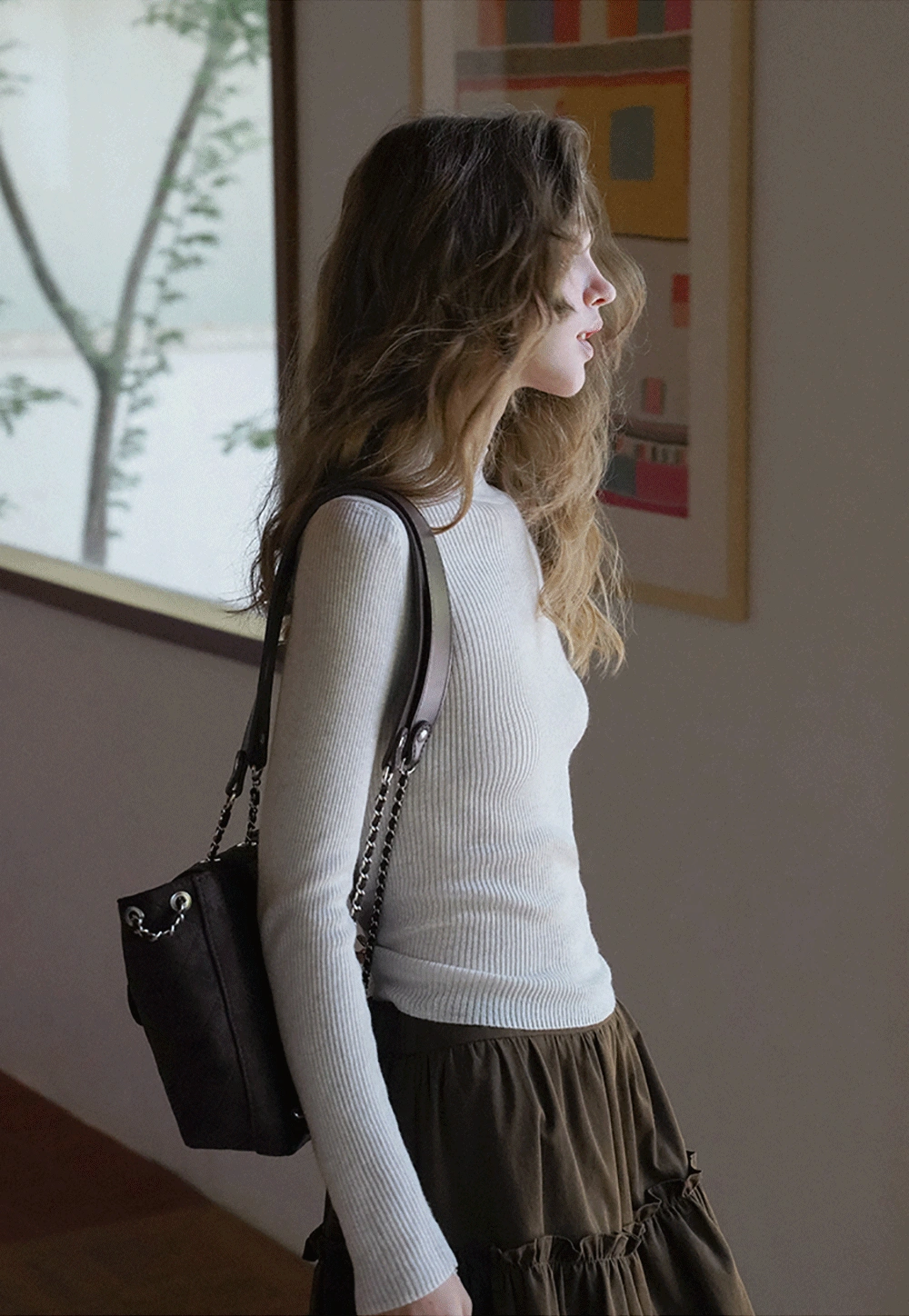 Women’s Ribbed Knit Turtleneck Sweater Top