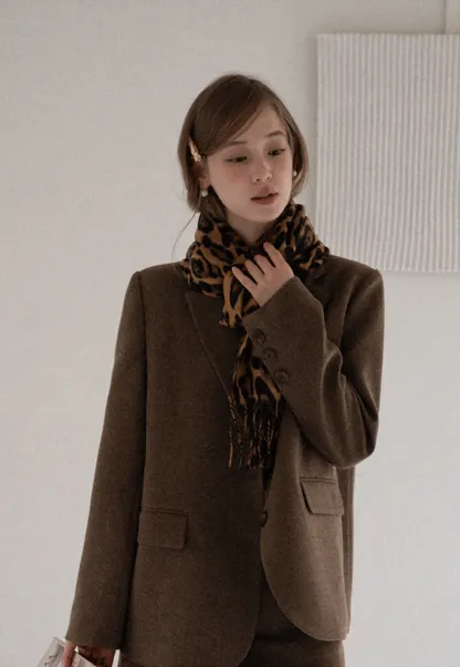 Leopard Print Tassel Scarf Warm Faux Cashmere