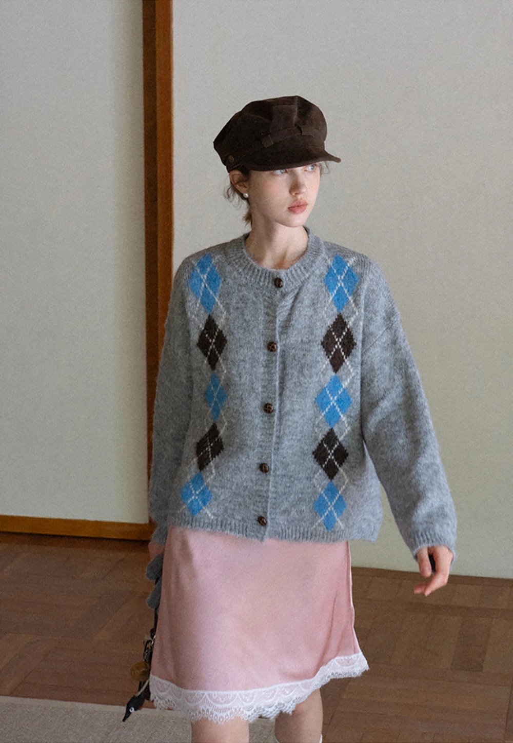 Argyle Knit Cardigan