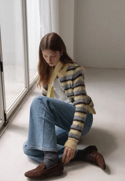 Women Ruffle Lace V Neck Long Sleeve Blouse