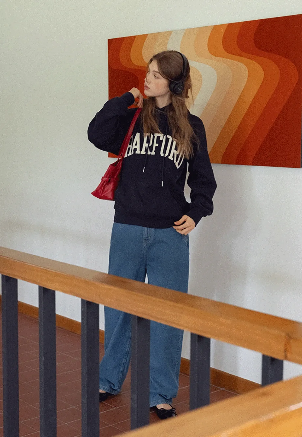 Stylish Hoodie with College Print