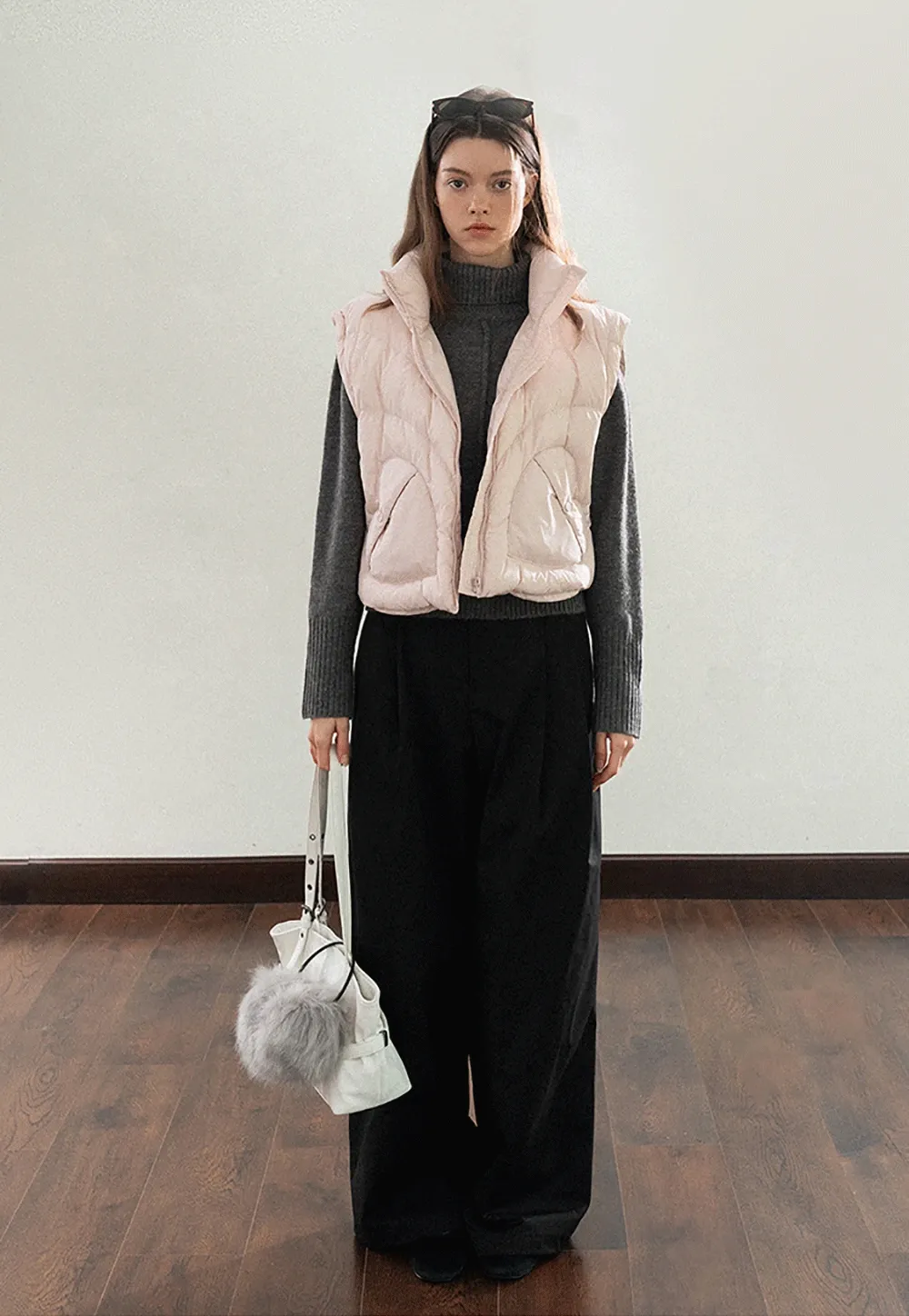 2-Way Short Puffer Jacket with Heart Pockets