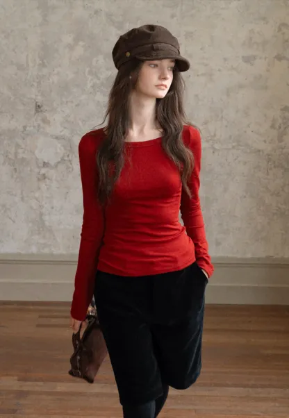 Women Stylish Corduroy Brown Shorts with Button Detail