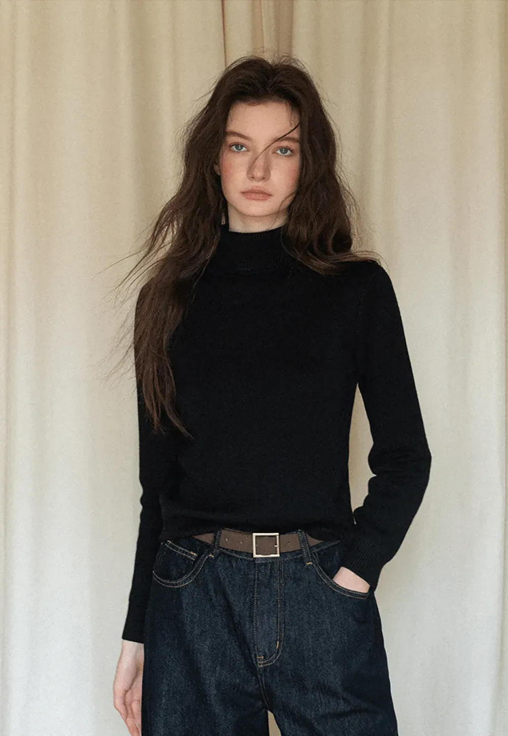 Wide-Leg Dark Wash Jeans