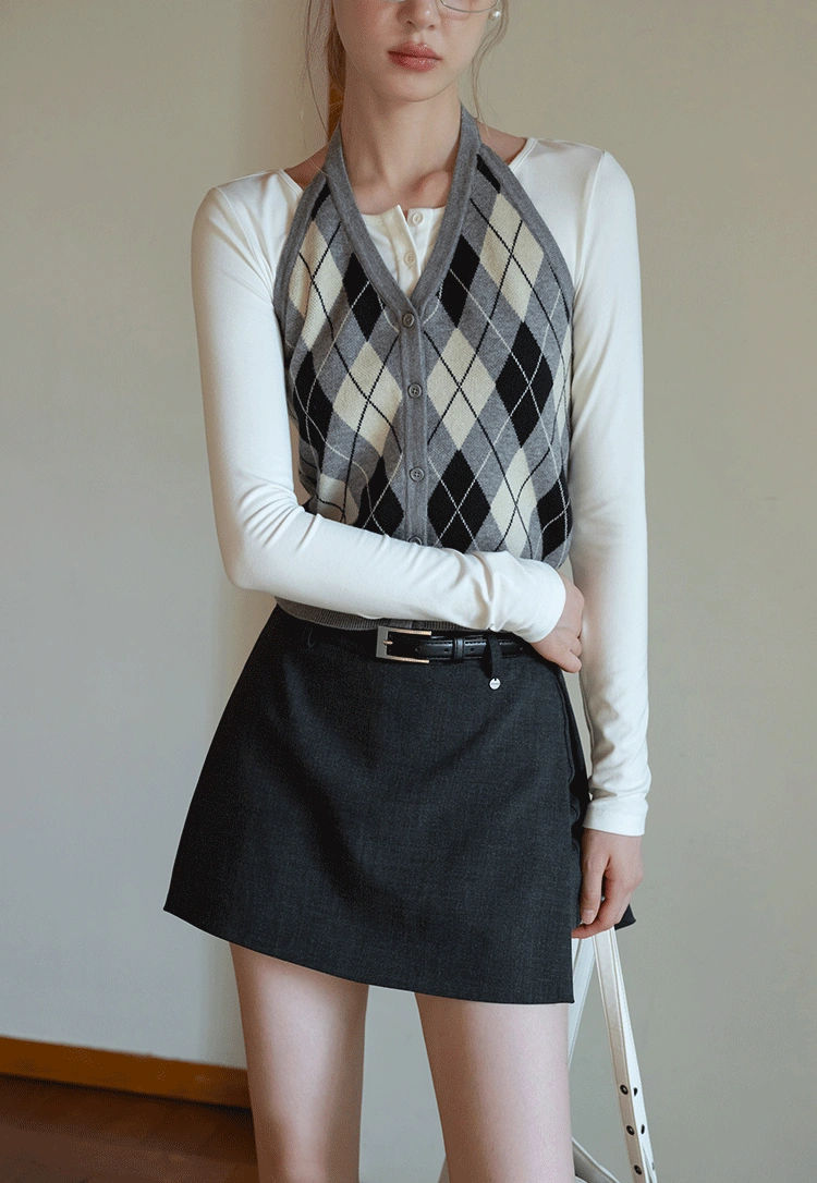 Womens Argyle Knit Button Down Cardigan Sweater