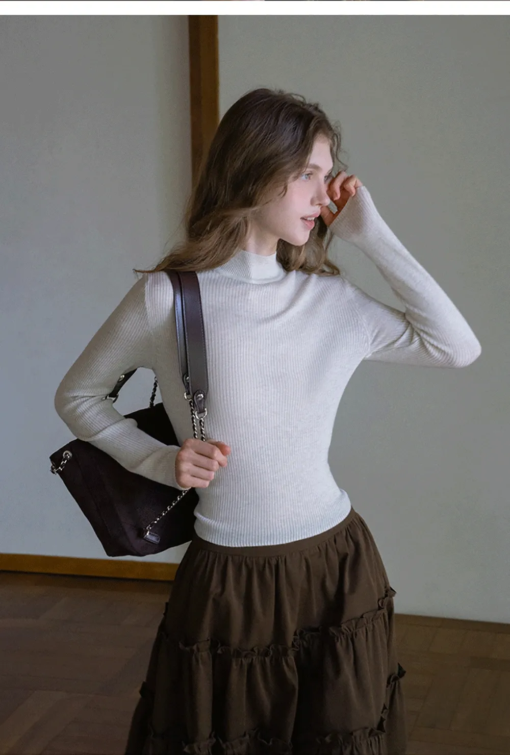 Women’s Ribbed Knit Turtleneck Sweater Top