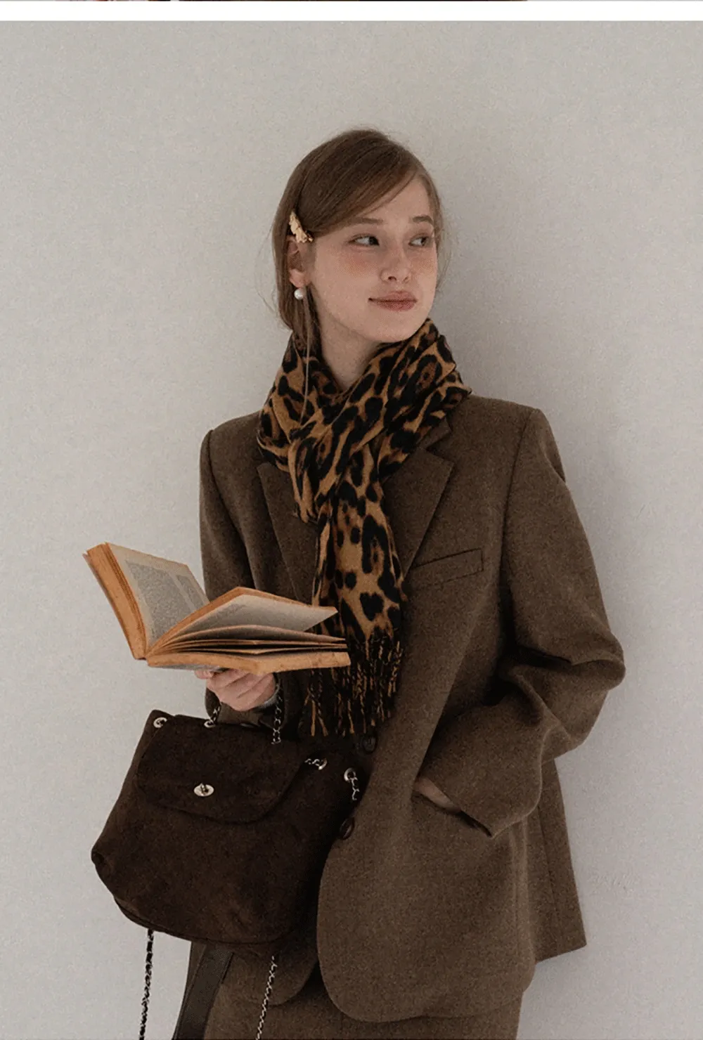 Leopard Print Tassel Scarf Warm Faux Cashmere