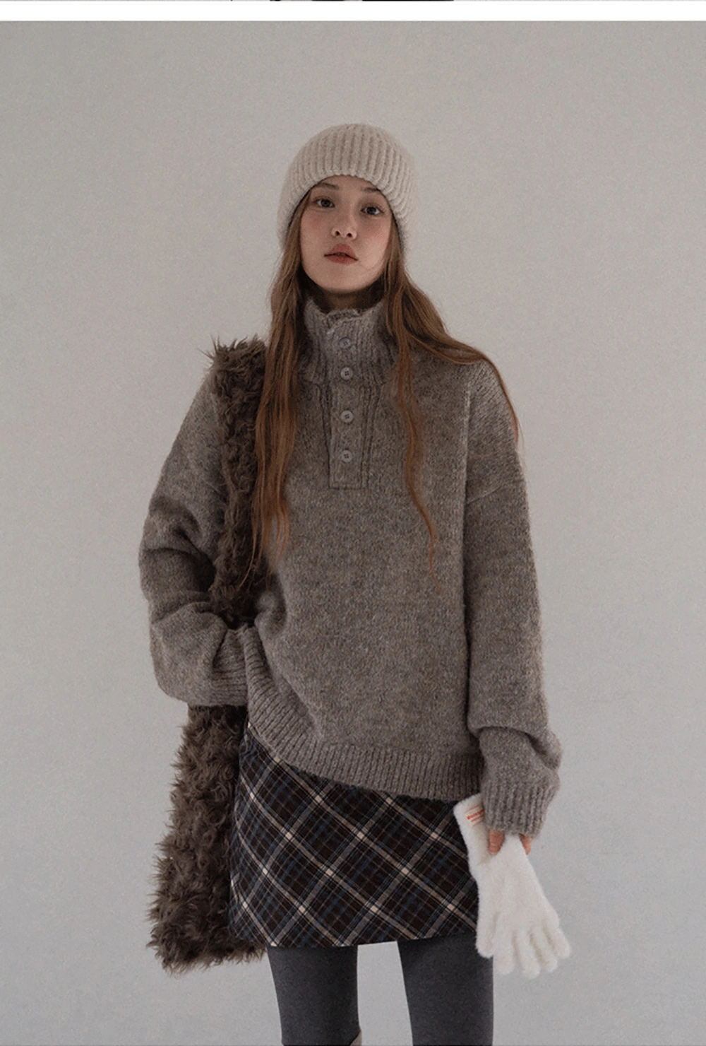 Women Vintage Check Short Skirt