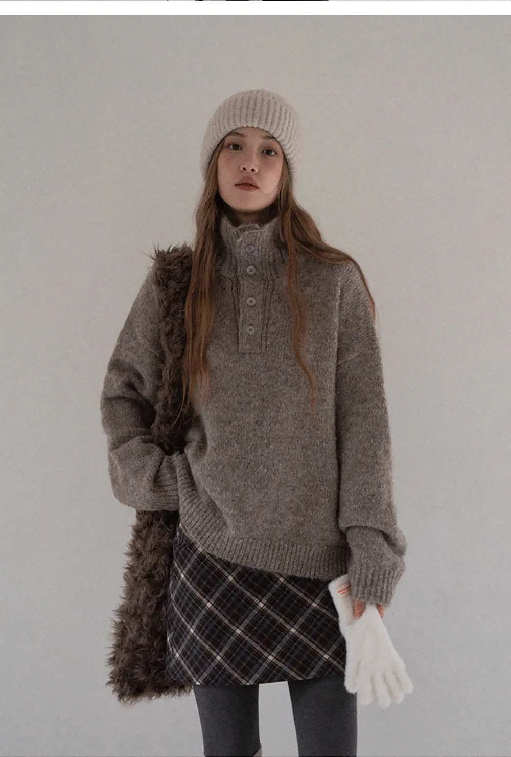 Women Vintage Check Short Skirt