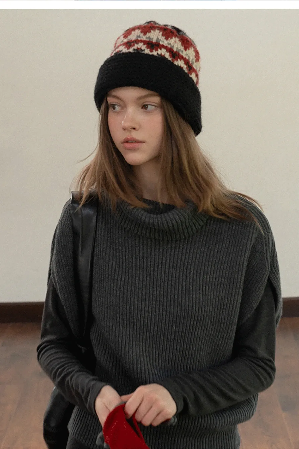 Japanese Vintage Jacquard Wool Blend Beret