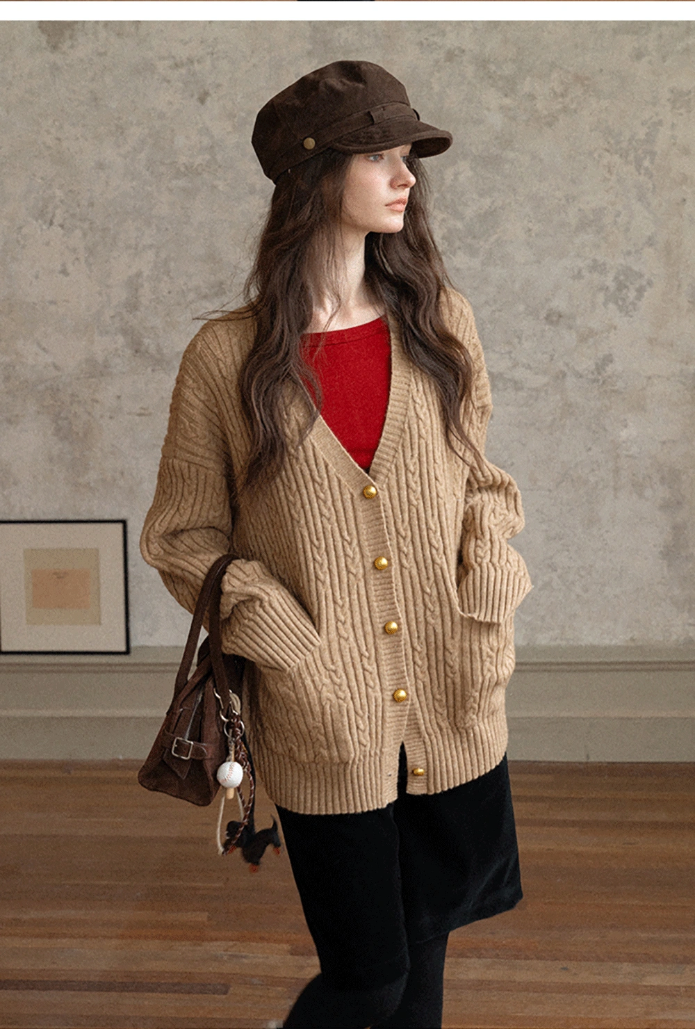 Women Stylish Corduroy Brown Shorts with Button Detail