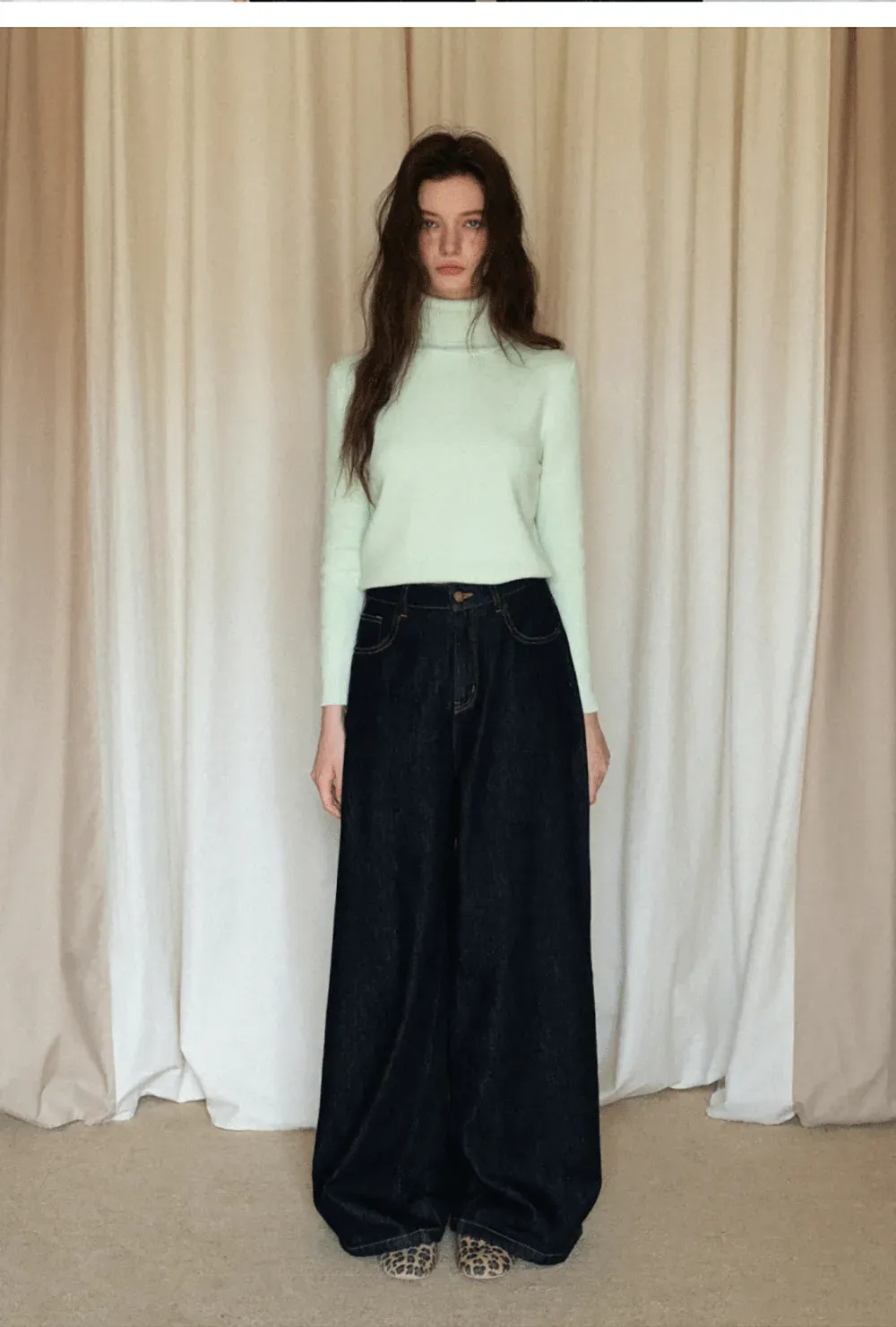 Wide-Leg Dark Wash Jeans