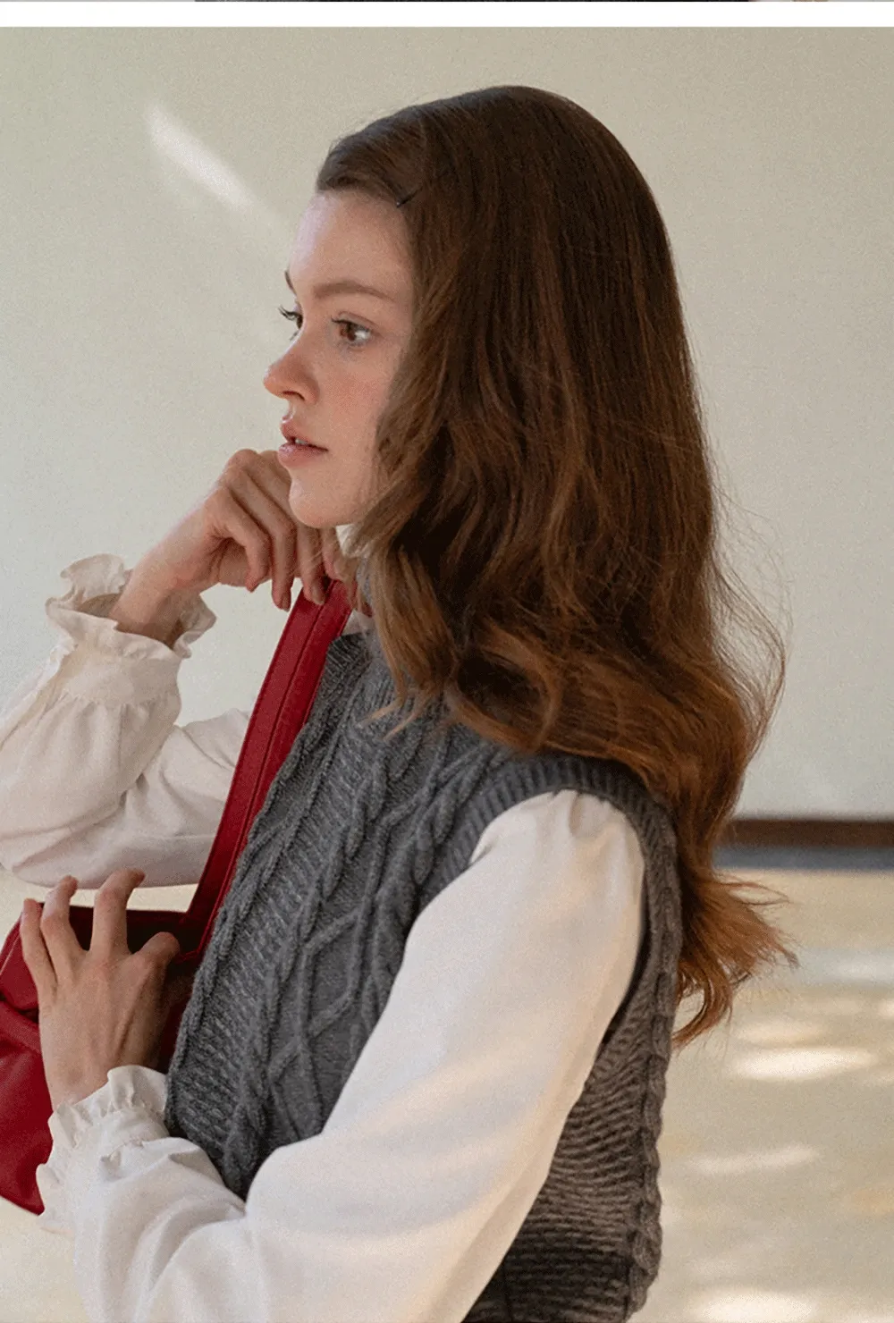 Cable Knit Sleeveless Turtleneck Sweater