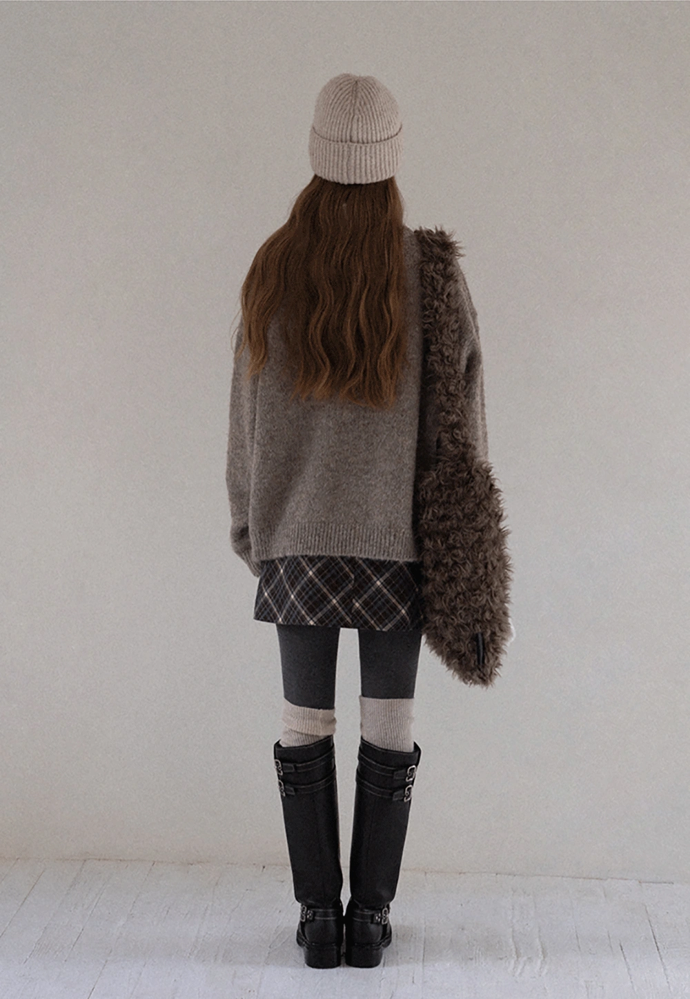 Women Vintage Check Short Skirt