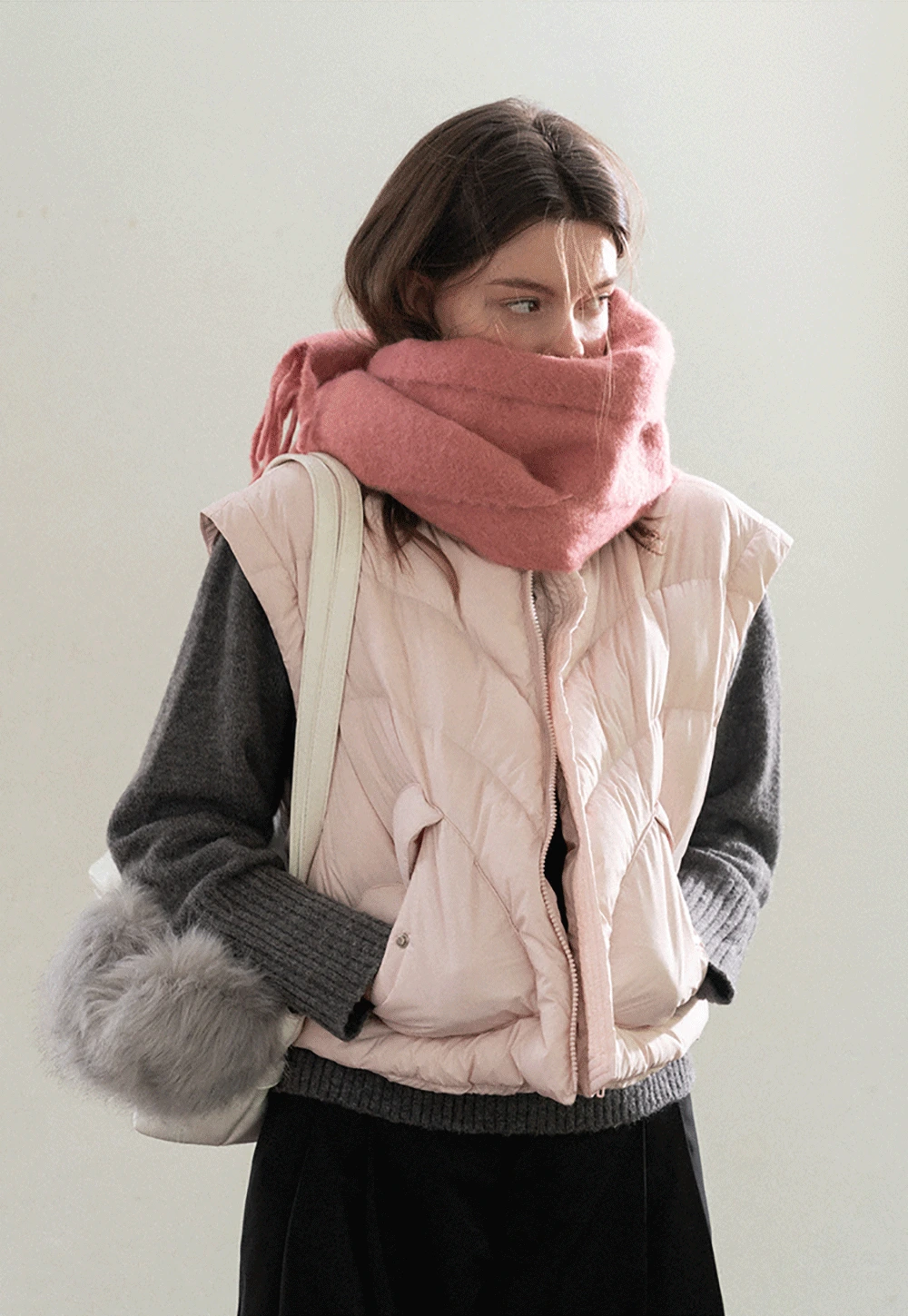 2-Way Short Puffer Jacket with Heart Pockets