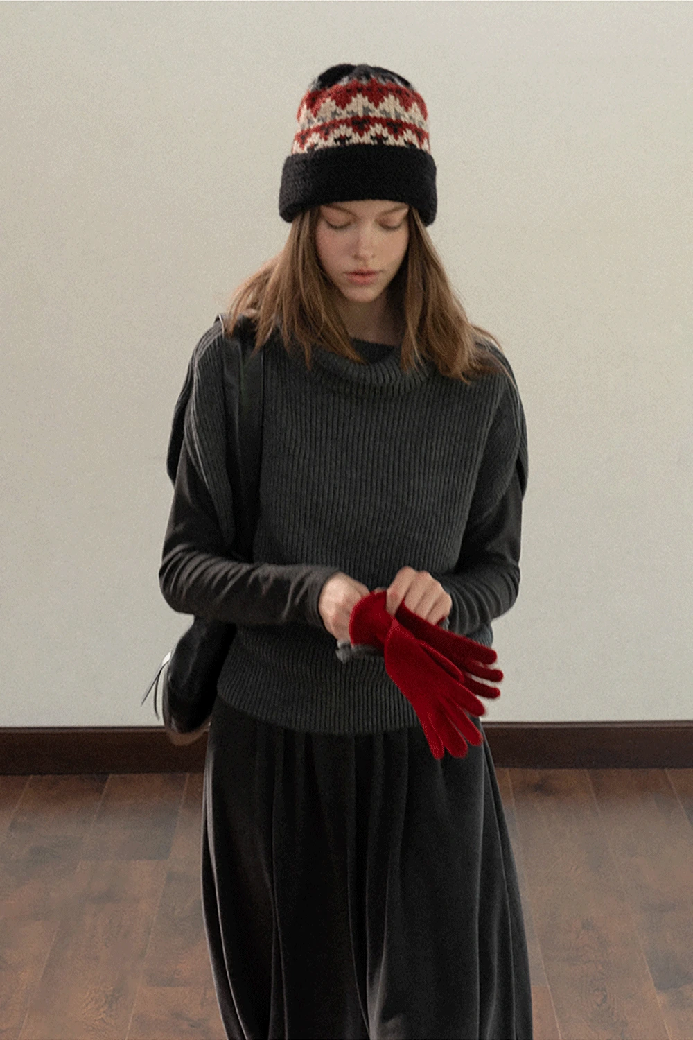 Japanese Vintage Jacquard Wool Blend Beret