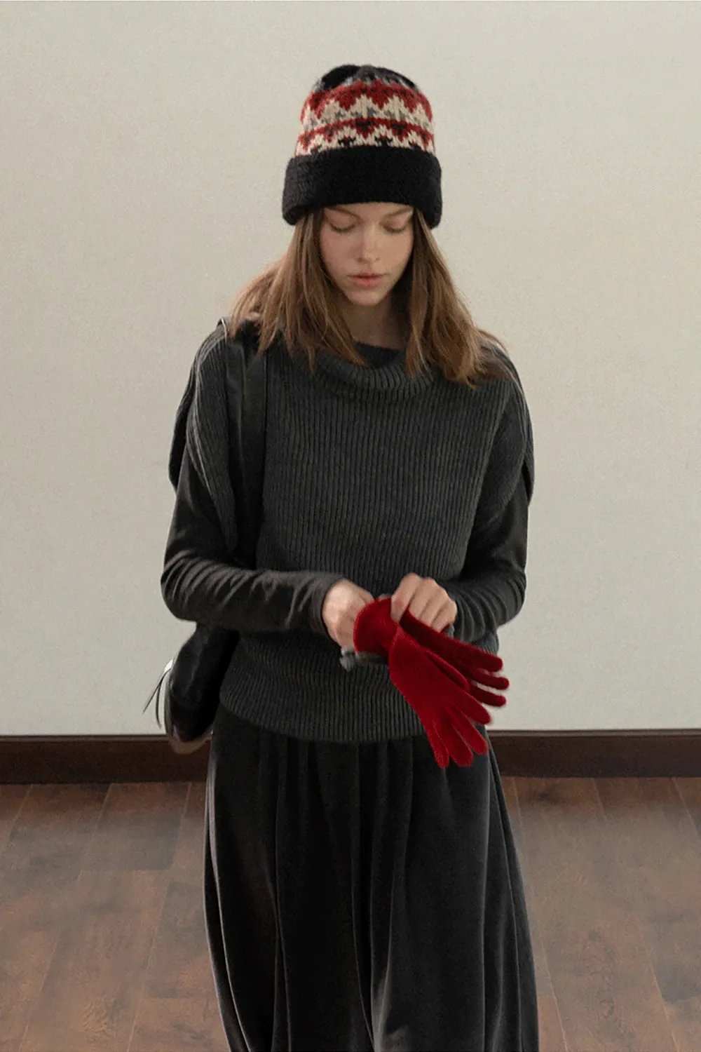 Japanese Vintage Jacquard Wool Blend Beret