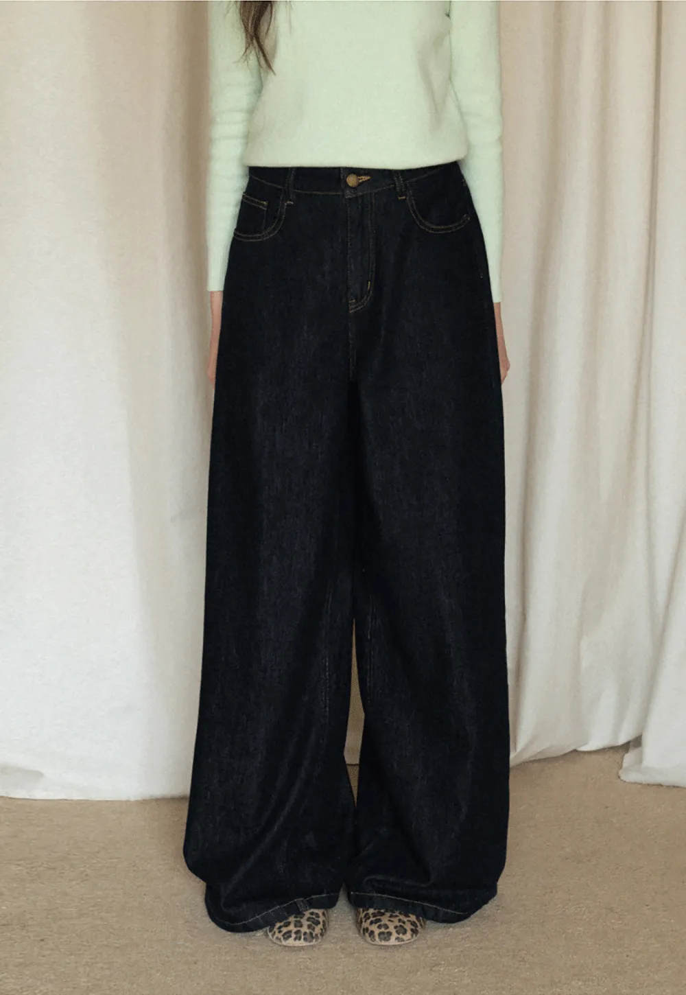 Wide-Leg Dark Wash Jeans