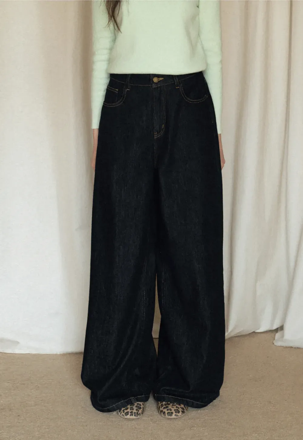 Wide-Leg Dark Wash Jeans
