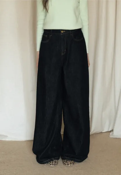 Wide-Leg Dark Wash Jeans