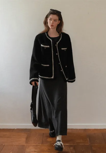 Women Long Sleeve Maxi Dress in Dark Gray