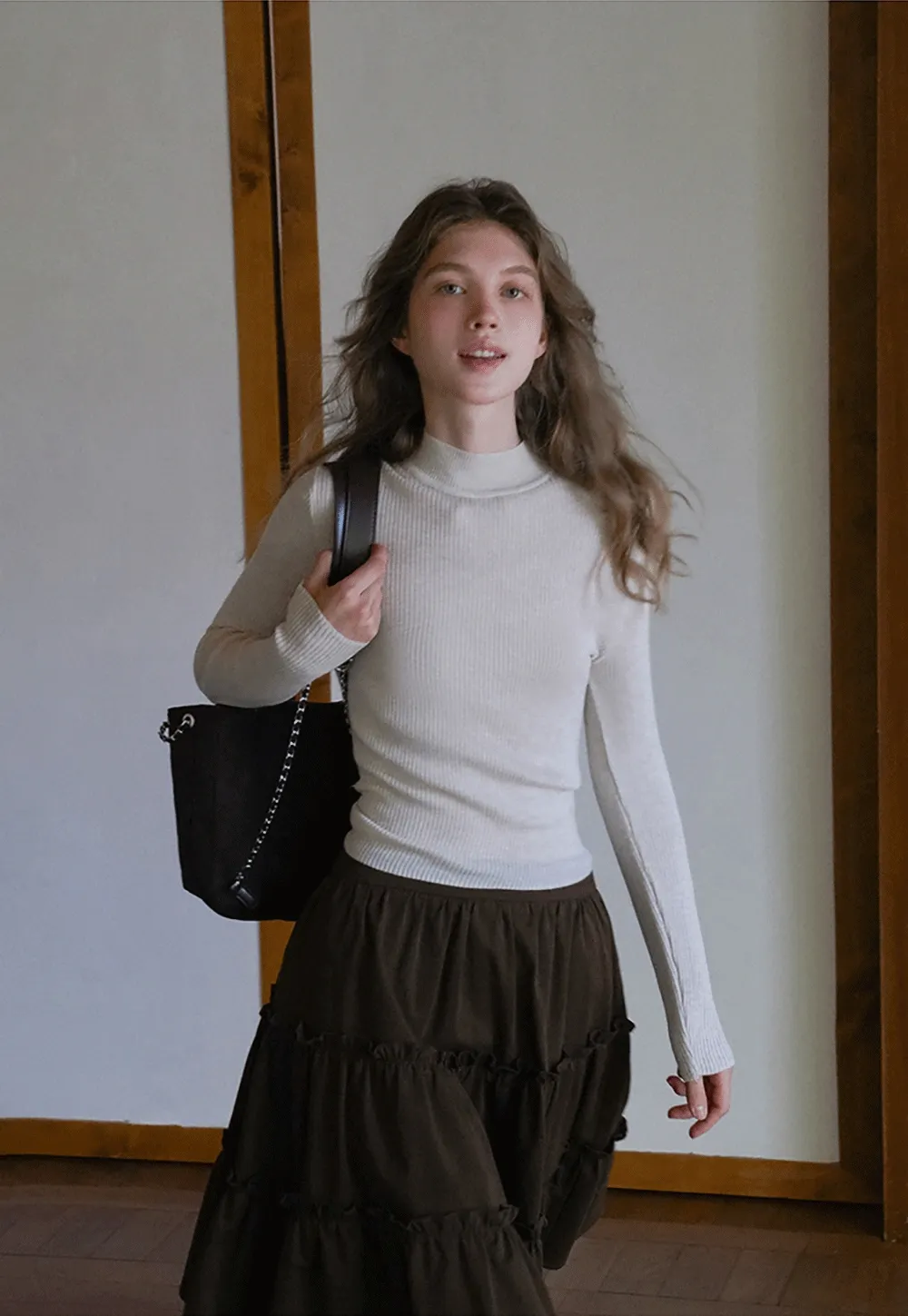 Women’s Ribbed Knit Turtleneck Sweater Top