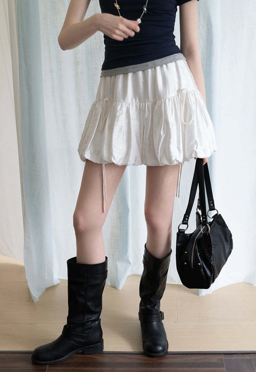 Tiered Bubble Mini Skirt